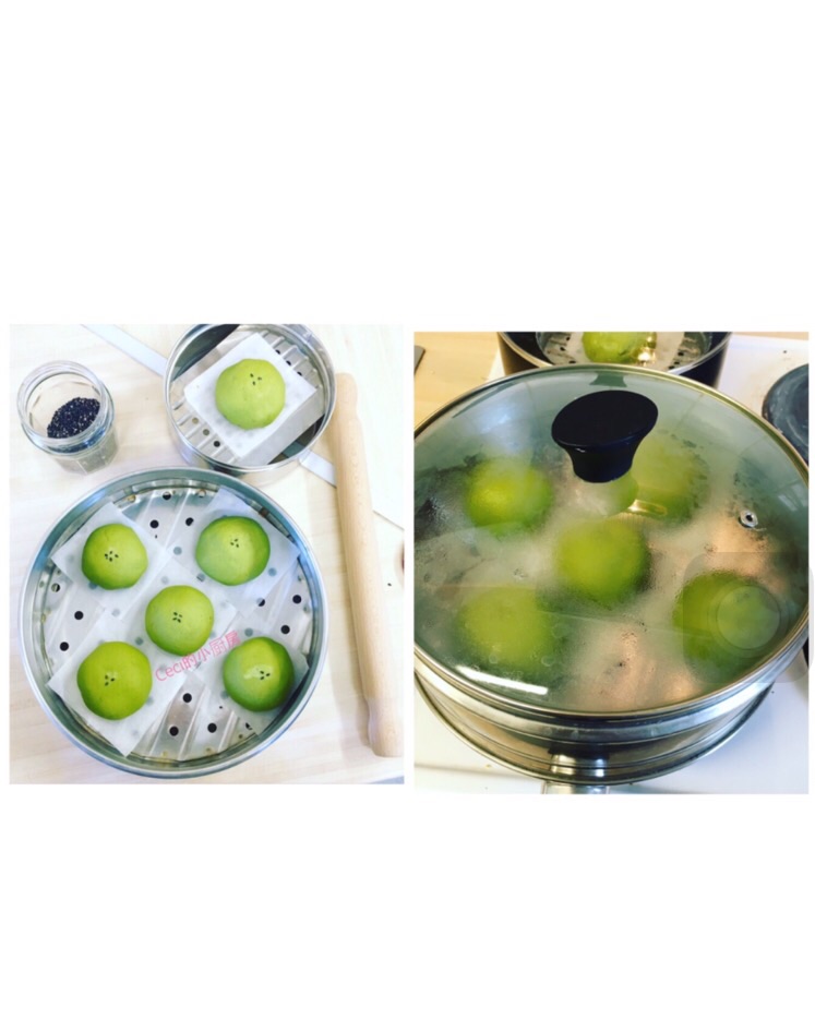 奶香抹茶豆沙包的做法图解9