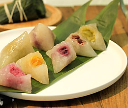 #甜粽VS咸粽，你是哪一党？#五彩水晶粽的做法