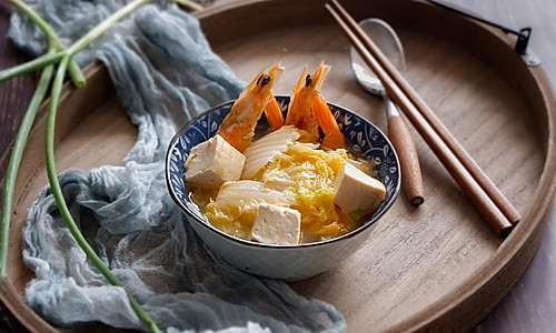大虾白菜炖豆腐的做法