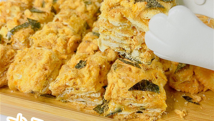 咸蛋黄肉松雪花酥｜咸甜酥脆年货必备