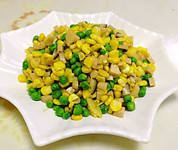 青豆玉米香菇炒火腿的做法