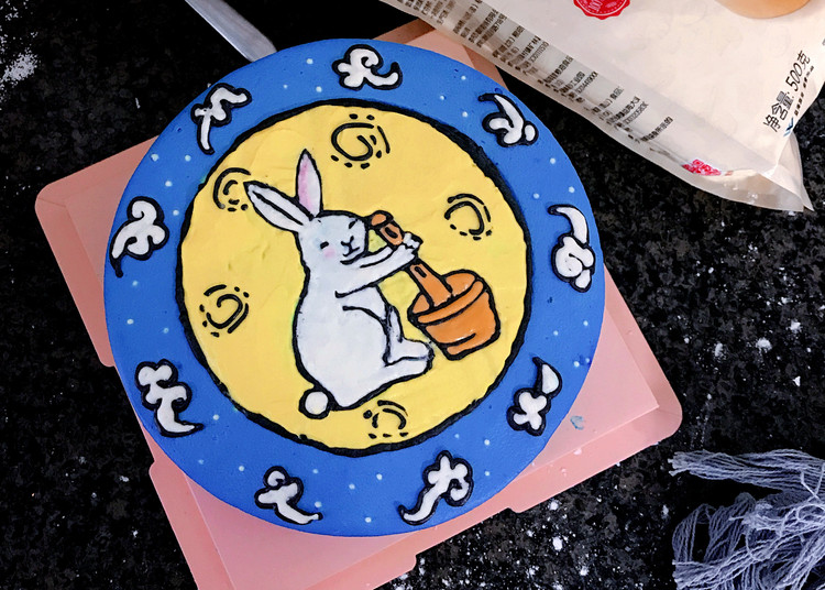手绘兔子淡奶油蛋糕的做法