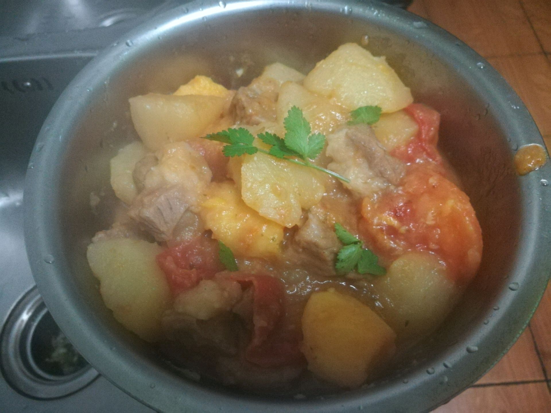 Beef Brisket with sweet potato and persimmon