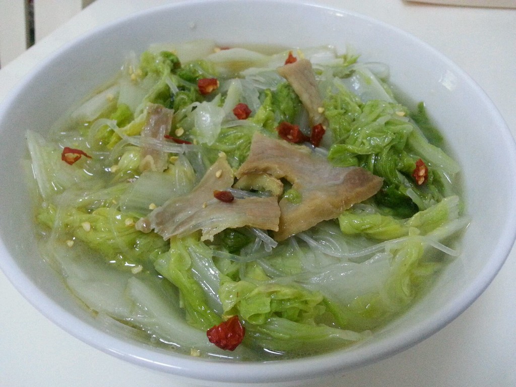 腊肉小白菜炒粉丝