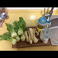 青菜炒杏鲍菇的做法图解1