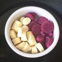 三彩素糕（紫薯+山药+红豆）#宝宝辅食#的做法图解4