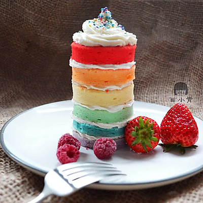 迷你彩虹裸蛋糕
