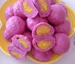 #我的夏日味道vlog#紫薯奶黄包/辅食参考月龄12+的做法