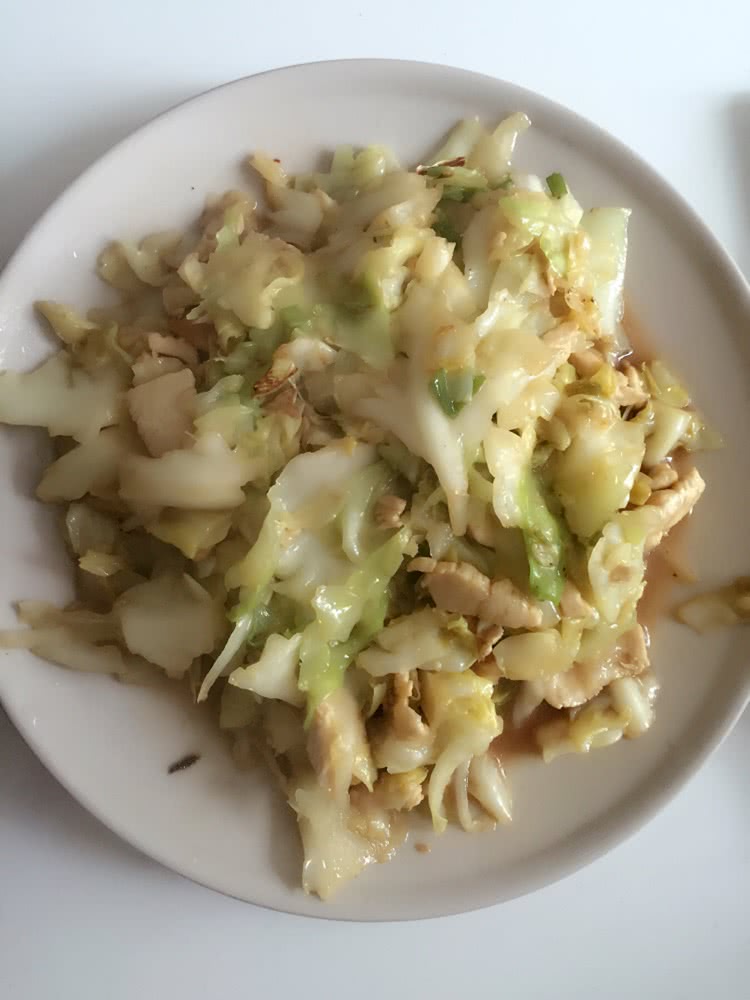洋白菜炒鸡肉的做法图解5