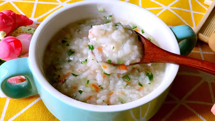 宝宝辅食之青菜鲜虾粥