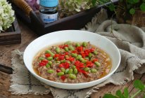 干贝青豆蒸肉末的做法