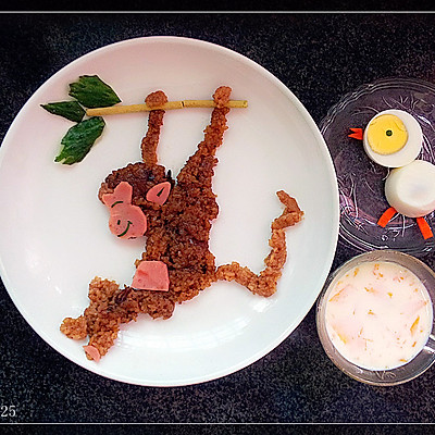 顽皮的小猴——粽子早餐