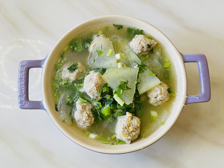 粉丝豆皮冬瓜肉丸汤的做法