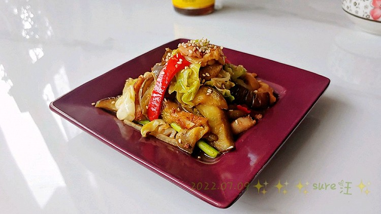 蒜辣肉酱烧茄子的做法