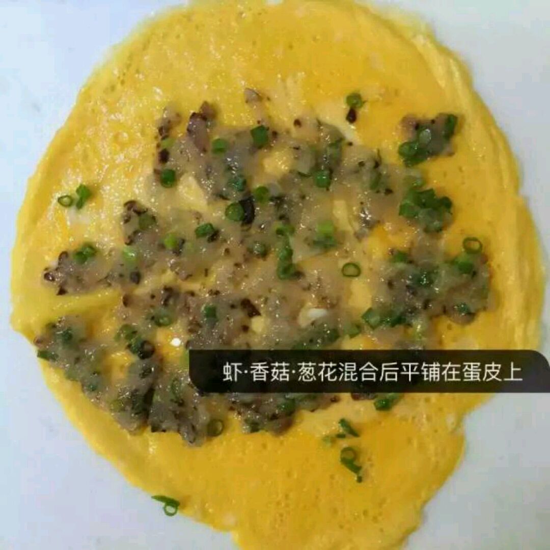 宝宝辅食之虾蓉香菇鸡蛋卷的做法图解4