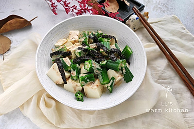 小清新凉菜，海苔秋葵拌豆腐