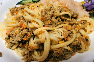 蟹粉河虾仁拌面