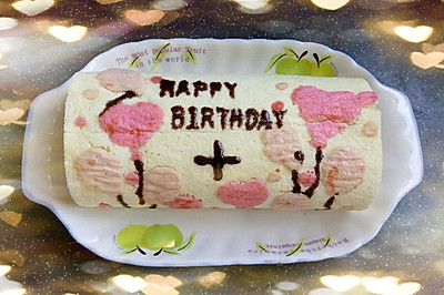 生日彩绘蛋糕卷