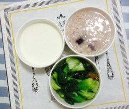 【健身餐】杂粮粥+牛奶+青菜的做法