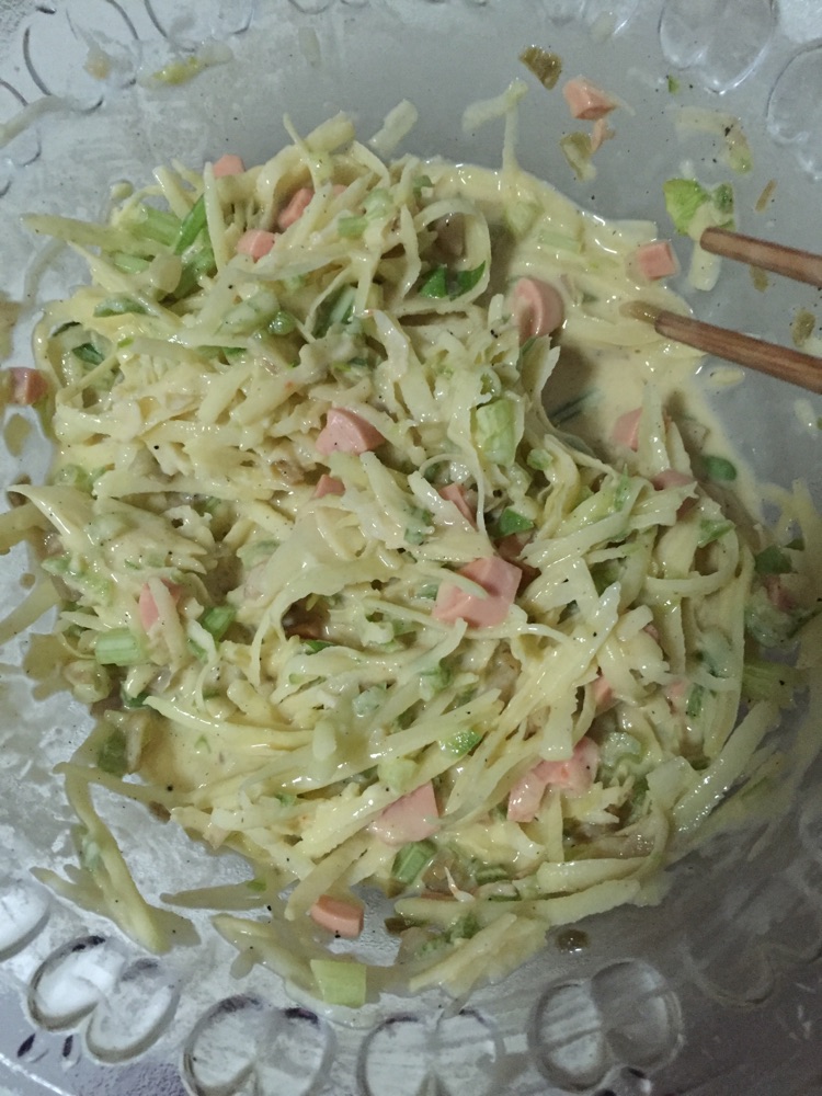 土豆丝蔬菜饼的做法图解3