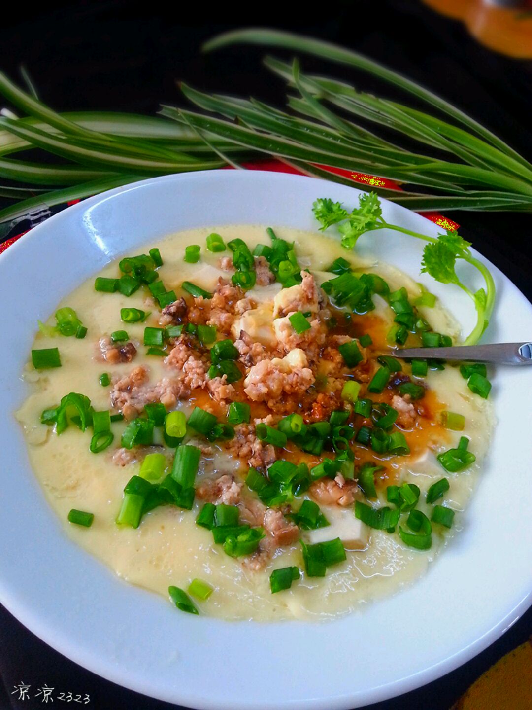 肉末蒸水豆腐鸡蛋羹的做法图解6