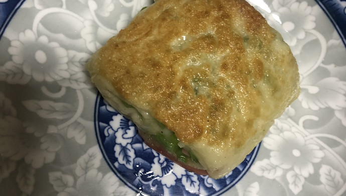 学生党最爱：青椒火腿饼