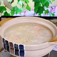 #零腹担吃夜宵#加拿大北极虾海鲜砂锅粥的做法图解7