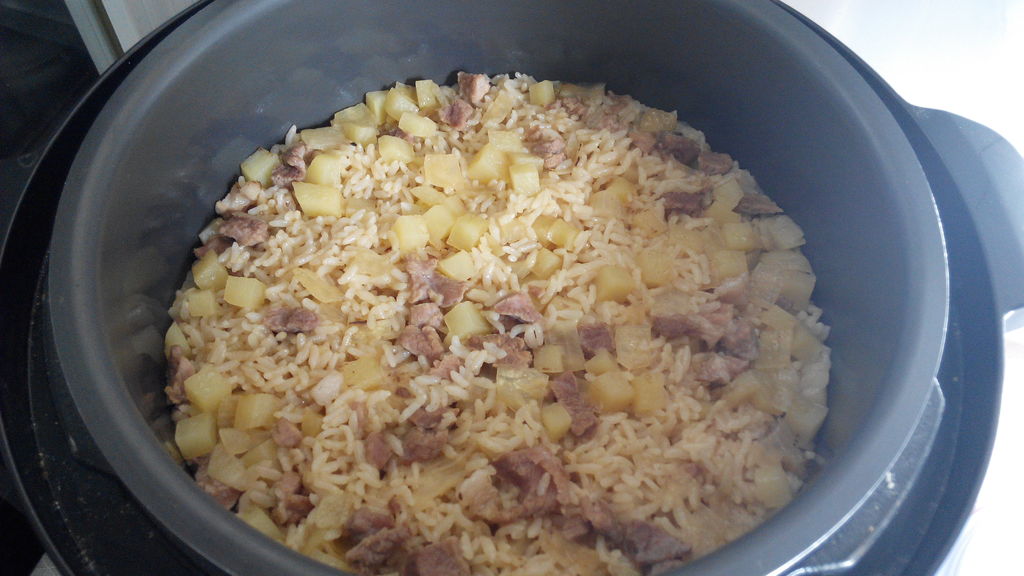 Stewed rice with meat