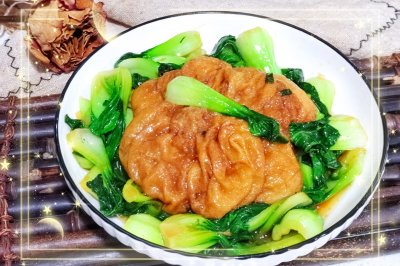 鸡汁青菜炒面筋
