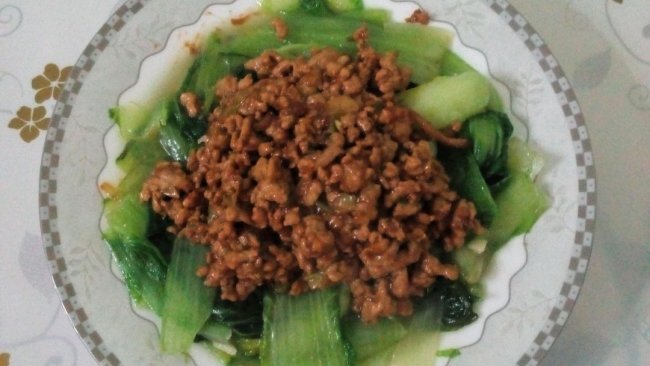 肉沫小白菜的做法