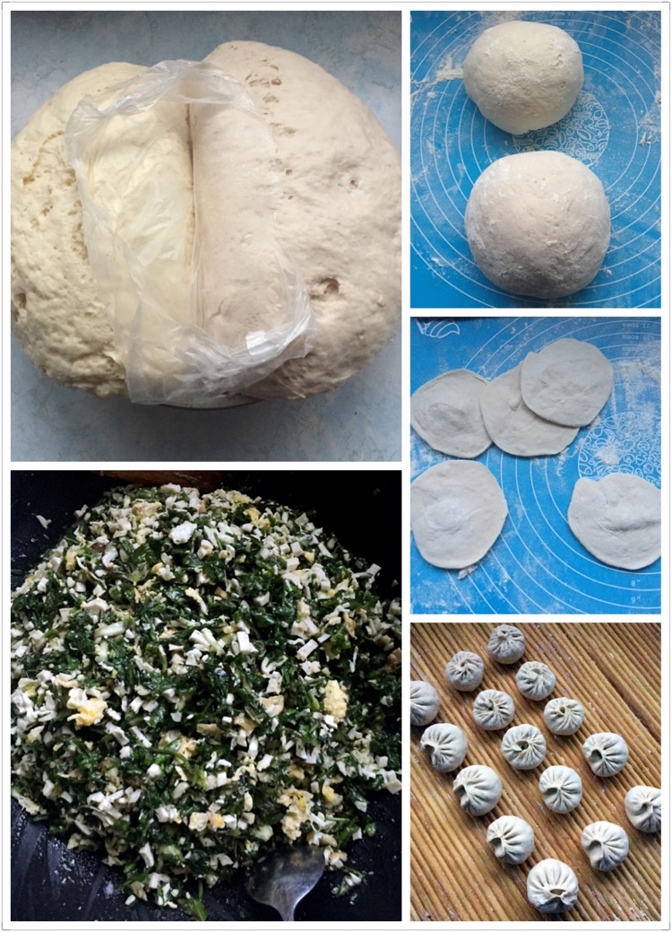 荠菜香菇豆腐包/豆沙包的做法图解2