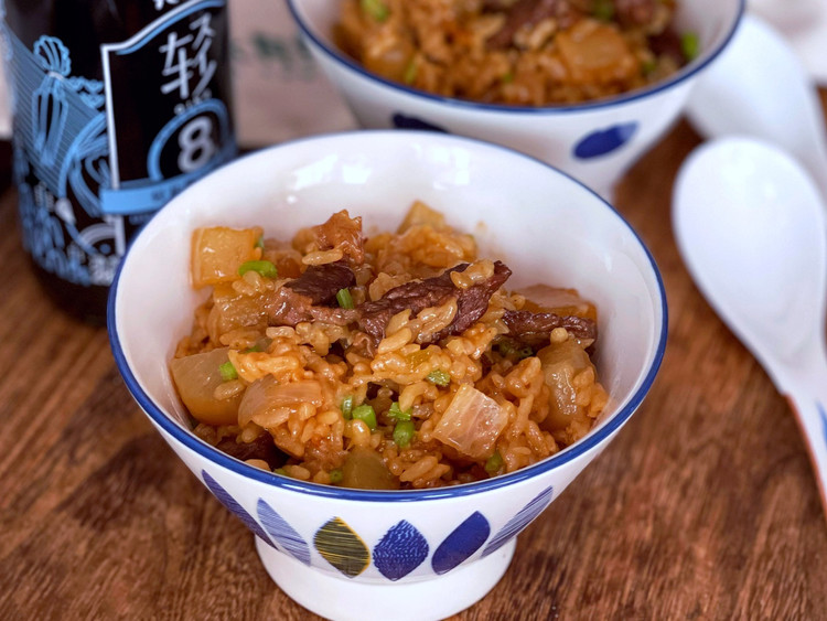 萝卜牛肉焖饭的做法