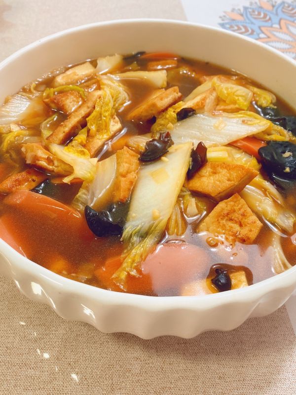 无敌下饭！好吃到哭的白菜火腿炖豆腐