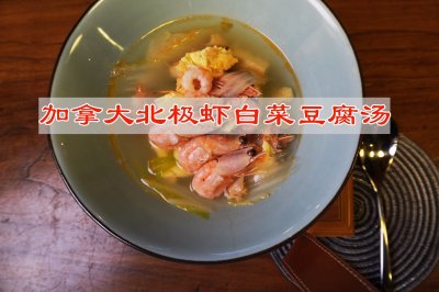 汤汁鲜美，好喝又营养加拿大北极虾白菜豆腐汤