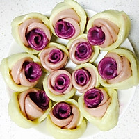 渐变紫薯牛奶玫瑰花馒头（附面团发酵法）的做法图解12