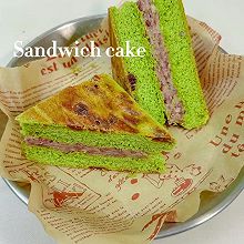 低卡甜品‼️无油无糖抹茶红豆三明治蛋糕