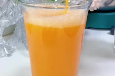 夏日果汁饮品胡萝卜生姜果蔬汁，刮油减脂