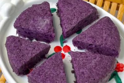 免烤箱‼️低卡甜品，紫薯蒸糕 ，软糯香甜