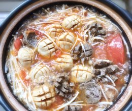 西红柿金针菇丸子汤的做法