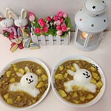 儿童餐-奔跑的小兔子之咖喱牛肉土豆饭