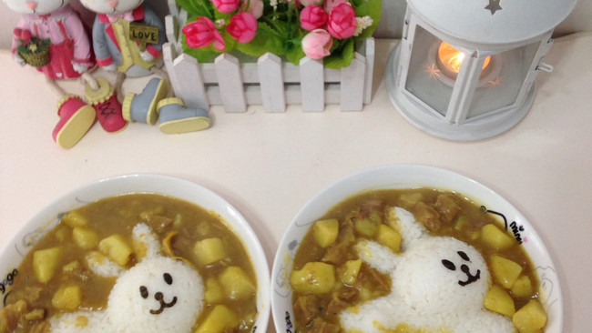 儿童餐-奔跑的小兔子之咖喱牛肉土豆饭的做法