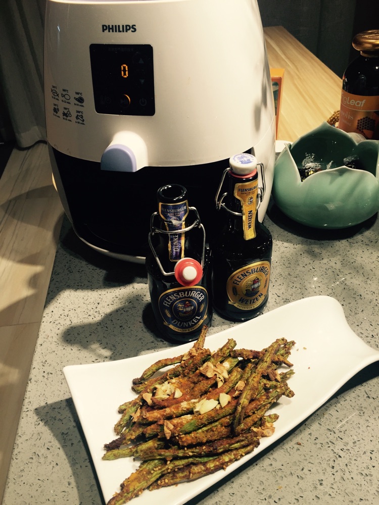 空气炸锅蒜香豆角的做法图解7
