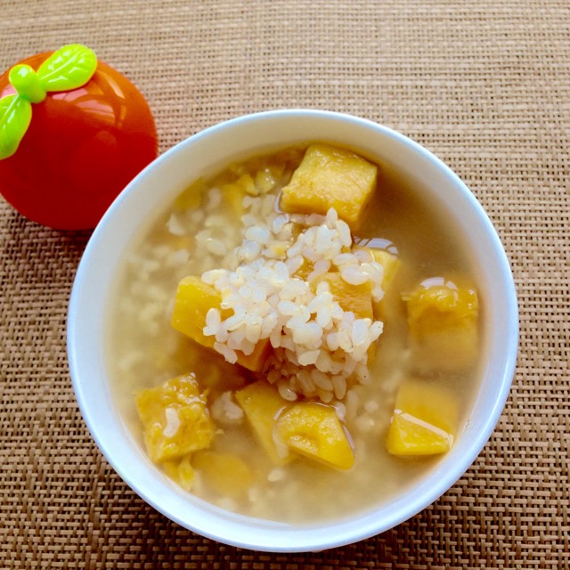 Brown rice, sweet potato and sweet soup - high fiber