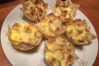 超简单馄饨皮酥脆蛋奶塔