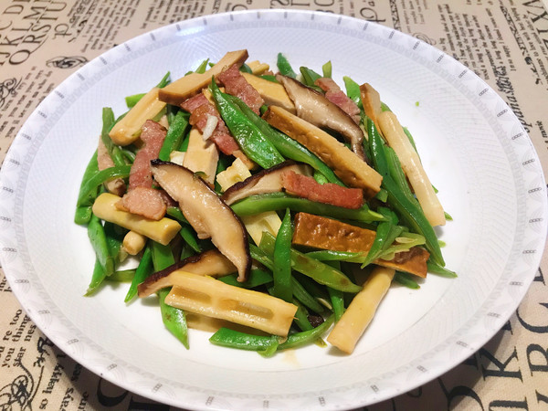 培根扁豆炒熏干