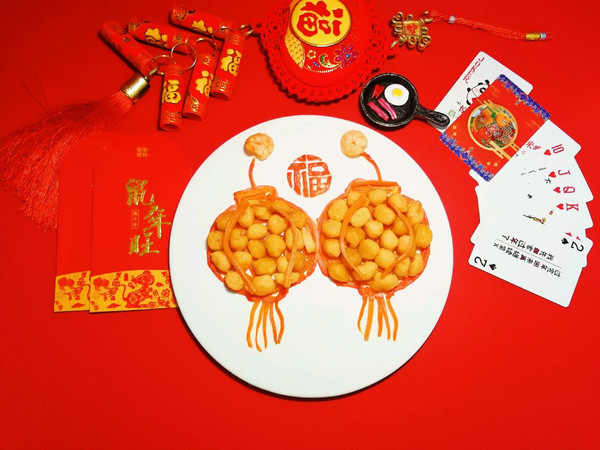 团团圆圆红红火火～喜庆灯笼虾球