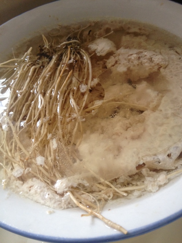 蒸龙须根肉泥水