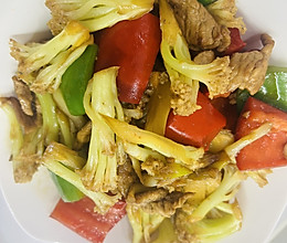 花菜肉片的做法