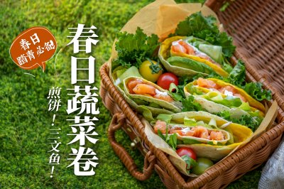 三文鱼蔬菜卷 太好吃🥒简单快手，春游野餐说走就走！
