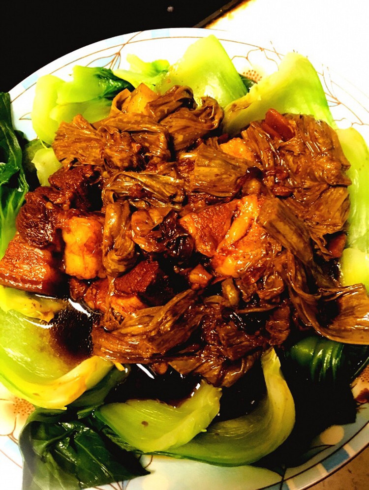 无油料理，腐竹红烧肉的做法